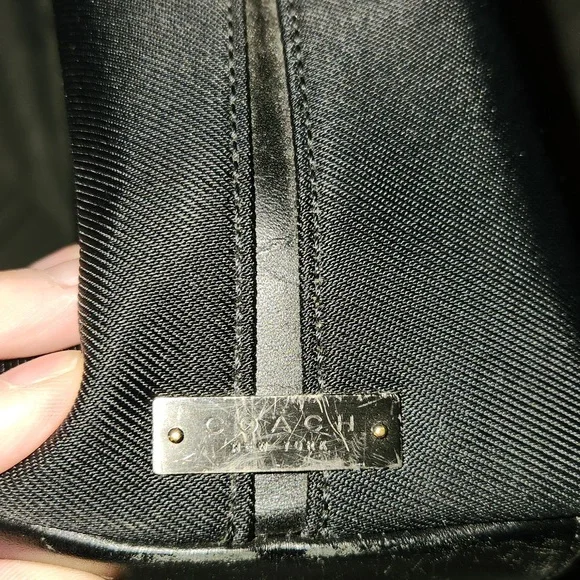 Coach VINTAGE Black Twill Fabric & Leather Trimmed Shoulder bag EUC - Picture 7 of 7